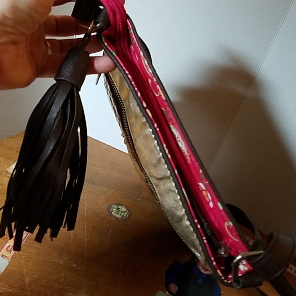 Crossbody Leopard Print Cross Metallic Purse - image 7